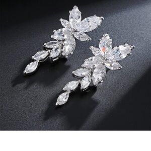 Weddings Silver Crystal Drop Earrings